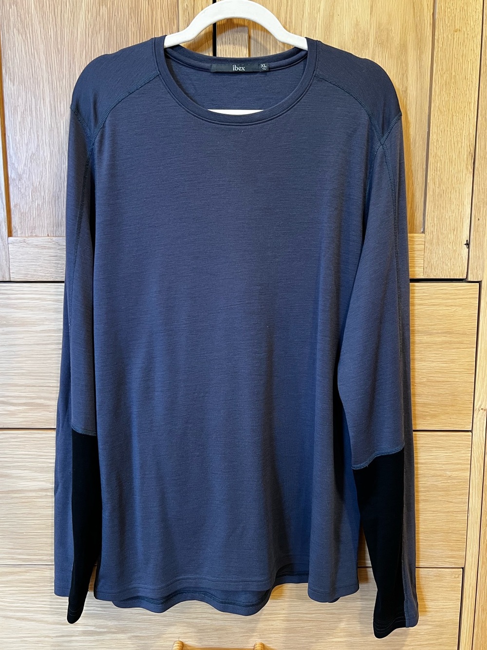 Ibex Men’s Merino Wool Colorblock Baselayer Tee Shirt Dark Blue Size XL Hiking